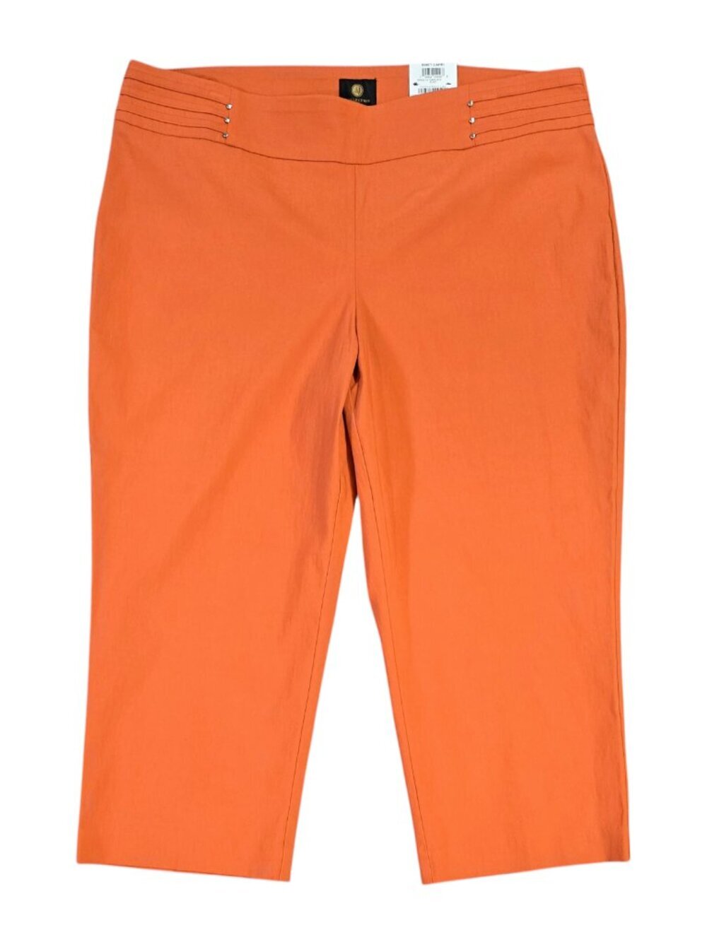 JM Collection NWT Burnt Orange Rust Rivet Capri Pull On Pants Comfort Waistband